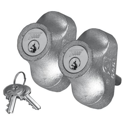 Tessi TCP6461 Round Cylinder Bullet Lock 90mm Keyed Alike Complete Pair - Nickel Plated