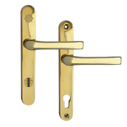 MILA Pro Secure PAS24 2 Star 240mm Lever/Lever Door Furniture 92/62 Centres Gold