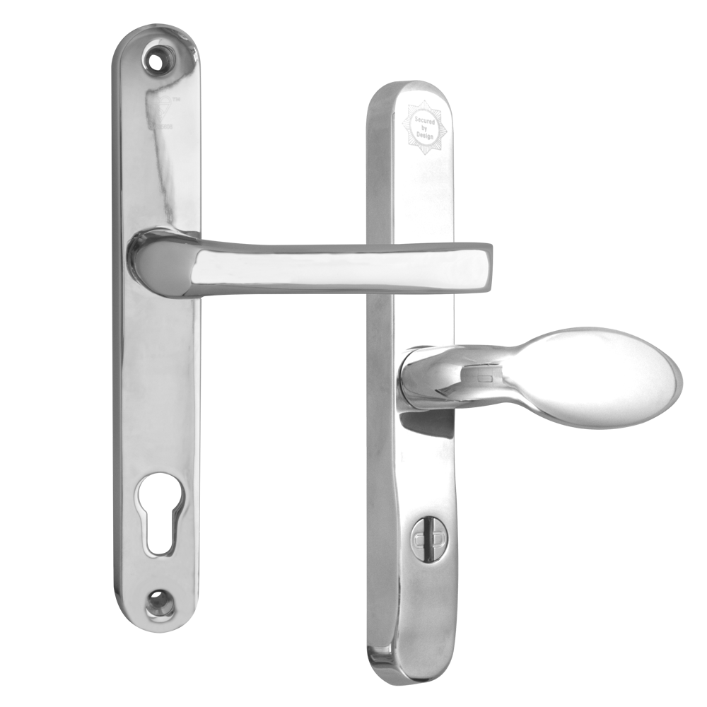 MILA Pro Secure PAS24 2 Star 240mm Lever/Pad Door Furniture 92/62 Centres Chrome - Polished Chrome