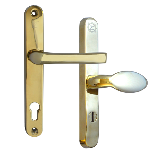 MILA Pro Secure PAS24 2 Star 240mm Lever/Pad Door Furniture 92/62 Centres Gold