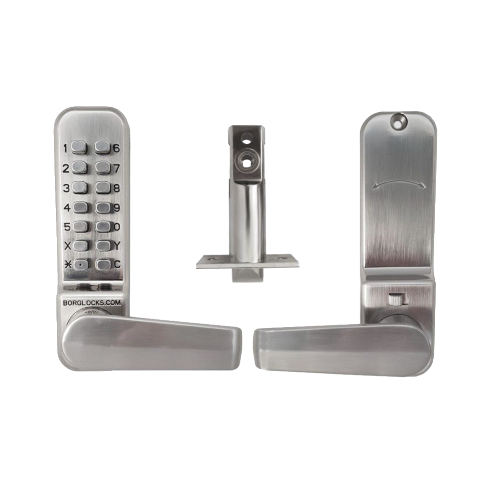 BORG LOCKS BL2401 Easicode Digital Lock With Optional Holdback Satin Steel - Satin Stainless Steel