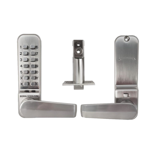 BORG LOCKS BL2401 Easicode Digital Lock With Optional Holdback Satin Steel - Satin Stainless Steel