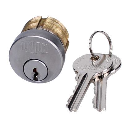 UNION 2X11 Screw-In Cylinder Keyed To Differ Single 2 keys - Satin Chrome