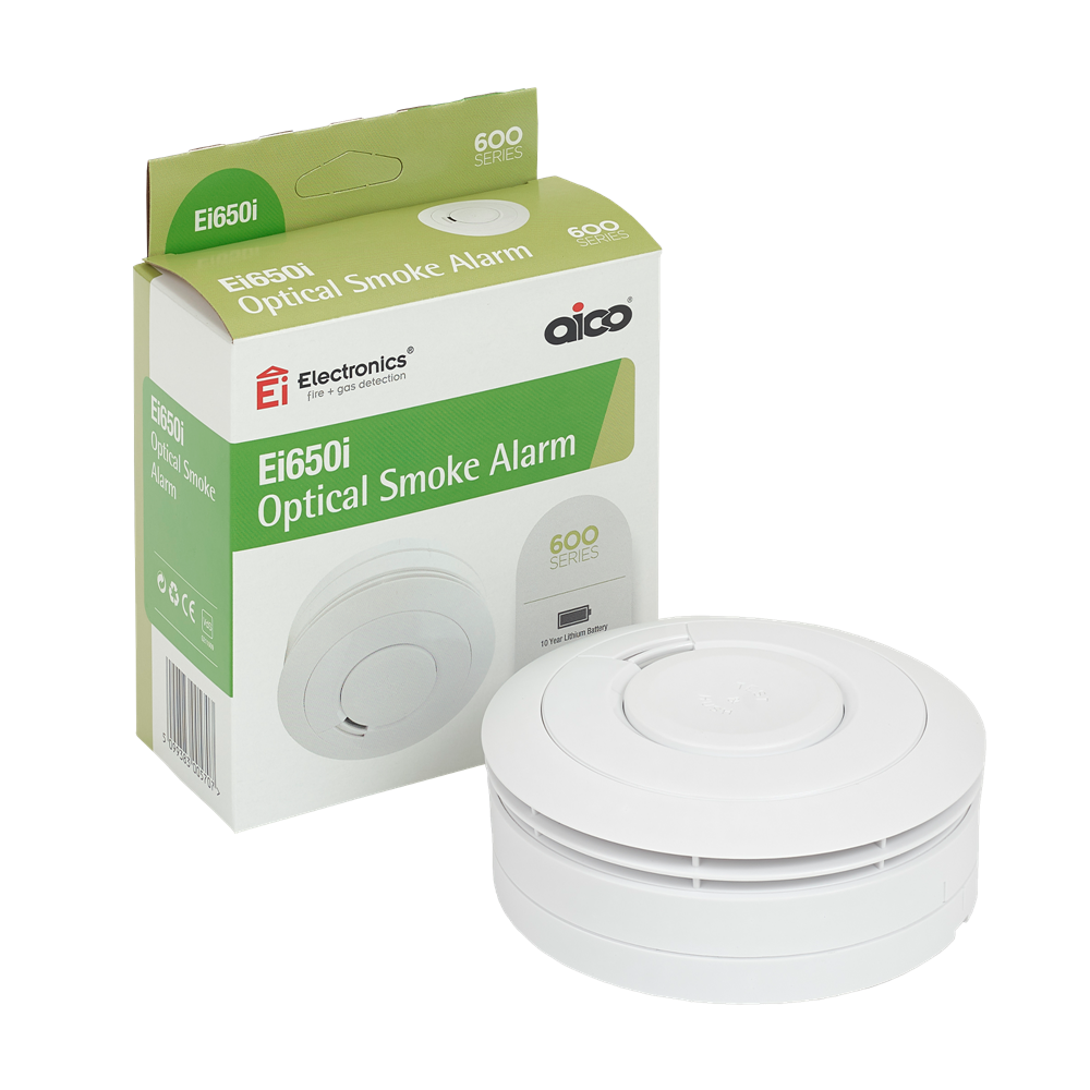 EI Battery Powered Optical Smoke Alarm Ei650 - White