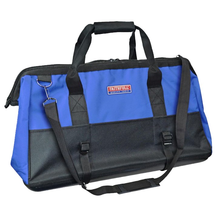 FAITHFULL Wide Mouth Hard Base Tool Bag 24 Inch - Black & Blue