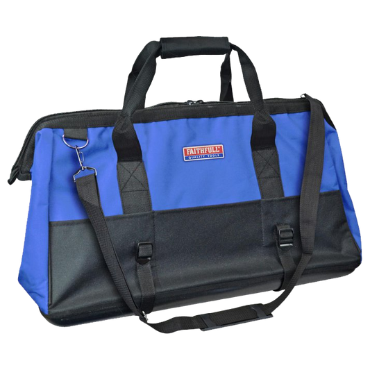 FAITHFULL Wide Mouth Hard Base Tool Bag 24 Inch - Black & Blue