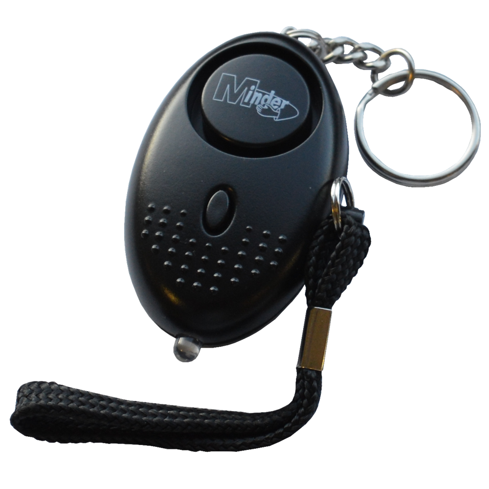 MINDER Mini Keyring Torch Personal Alarm Black