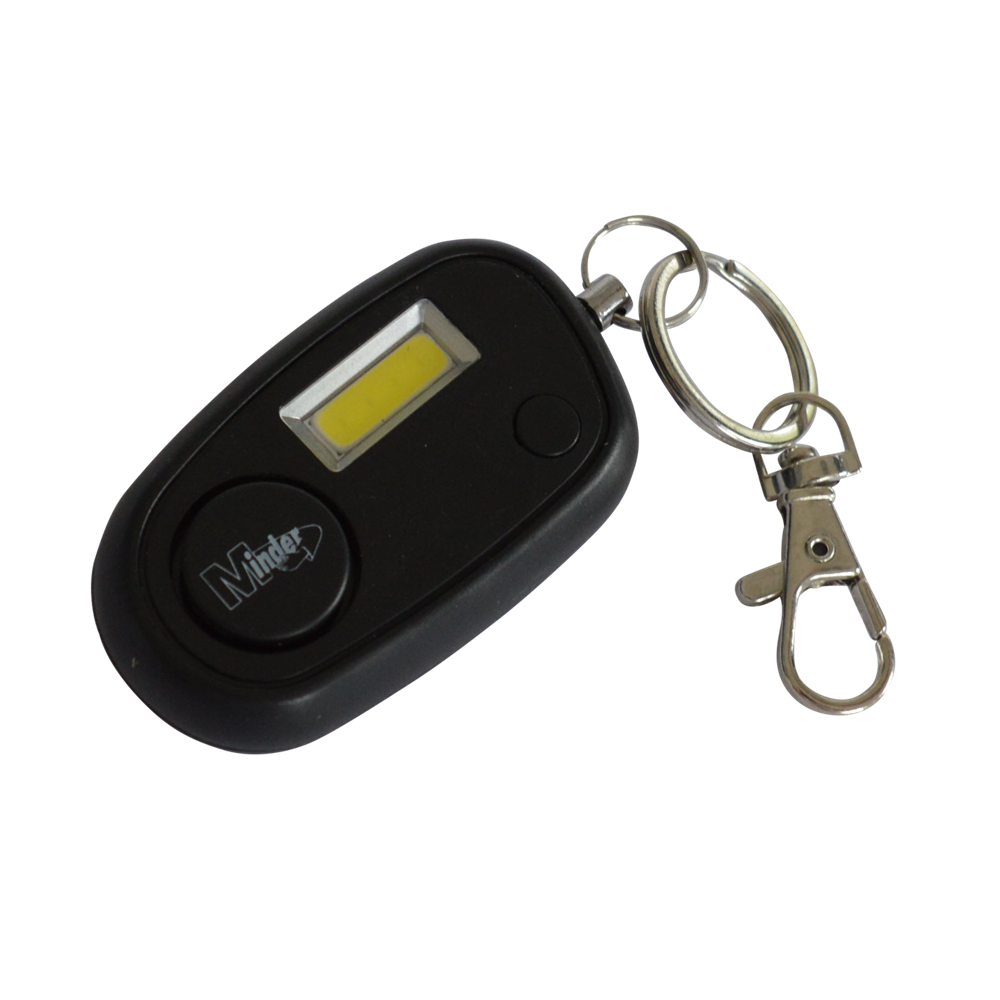 MINDER Mini High Intensity COB Keyring Torch Alarm Black