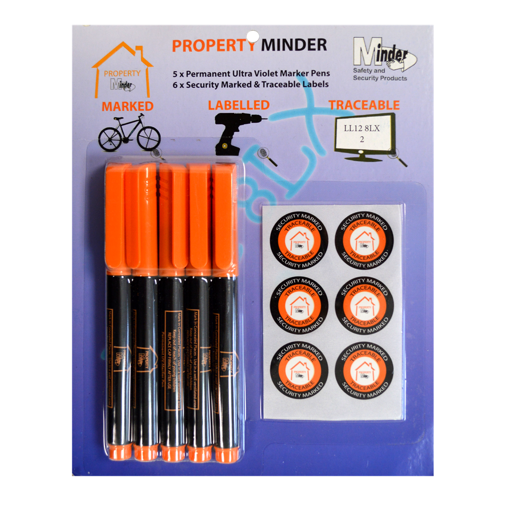 MINDER Property Minder Thick UV Marker Pens 5 Pack