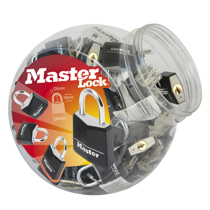 MASTER LOCK Aluminium Padlock Countertop Jar 48 Padlocks - Black