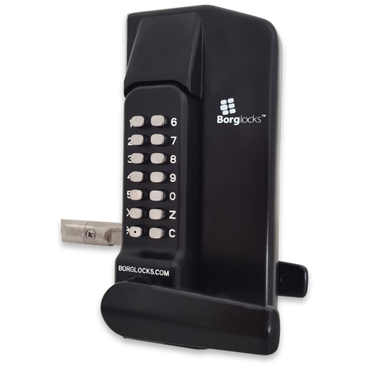 BORG LOCKS BL3400 ECP Lever Operated Marine Grade Metal Gate Single Digital Lock Without Key Override - Black (Marine Grade Pro)