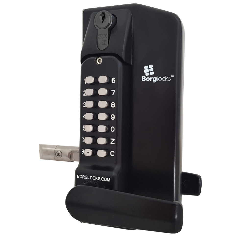 BORG LOCKS BL3430 ECP Lever Operated Marine Grade Metal Gate Double Digital Lock With Key Override - Black (Marine Grade Pro)