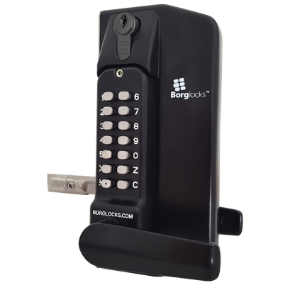 BORG LOCKS BL3430 ECP Lever Operated Marine Grade Metal Gate Double Digital Lock With Key Override - Black (Marine Grade Pro)