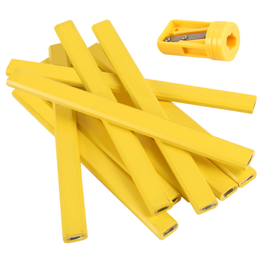 XTRADE Carpenters Pencil Set Pack Of 10 Including Sharpener - Yellow