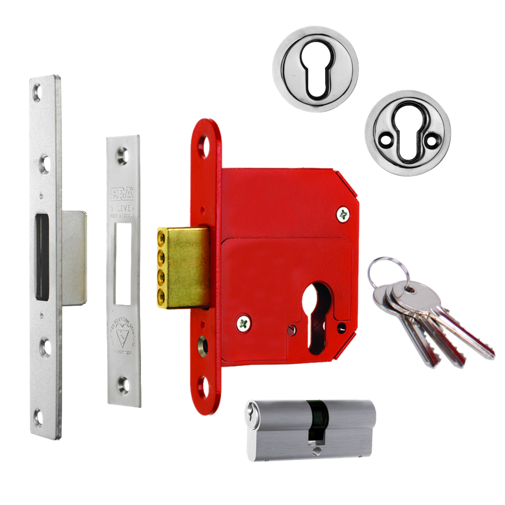 ERA 263 & 363 Fortress BS Euro Deadlock With Cylinder 76mm Keyed To Differ - Polished Chrome