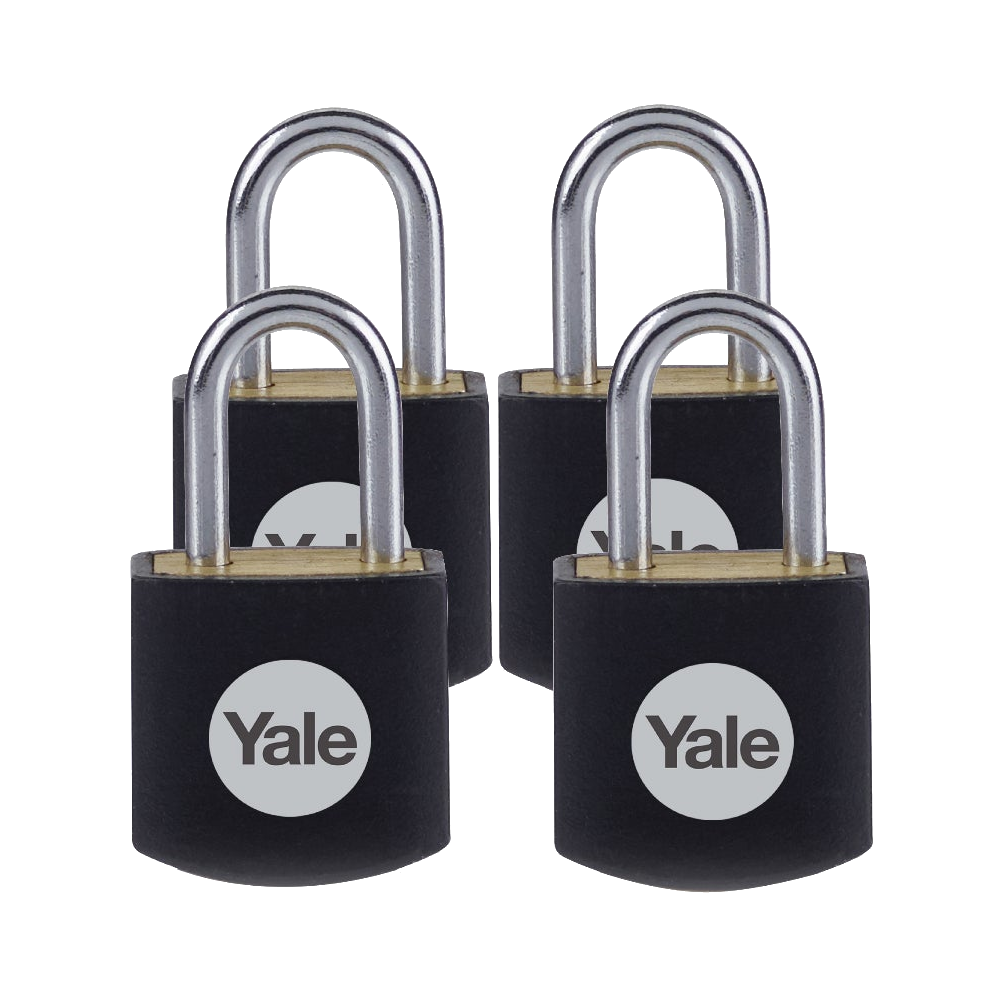 YALE Y110JB Brass Open Shackle Padlock - Pack of 4 Pack of 4 - Black