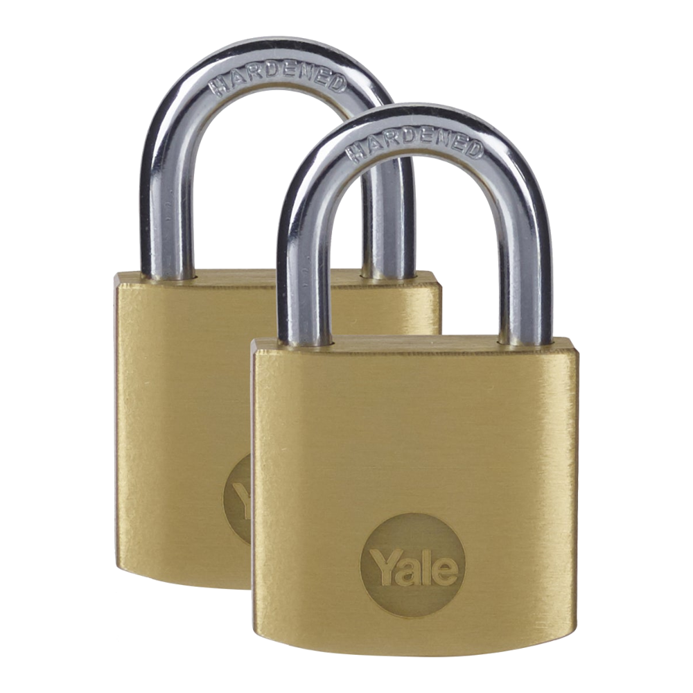 YALE Y110B Brass Open Shackle Padlock 25mm Pack of 2 Keyed Alike - Brass