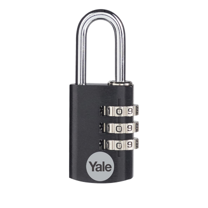 YALE YE3CB Aluminium Open Shackle Combination Padlock 20mm - Black