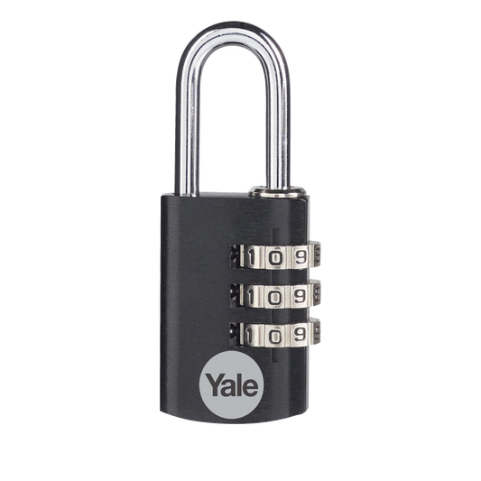 YALE YE3CB Aluminium Open Shackle Combination Padlock 20mm - Black