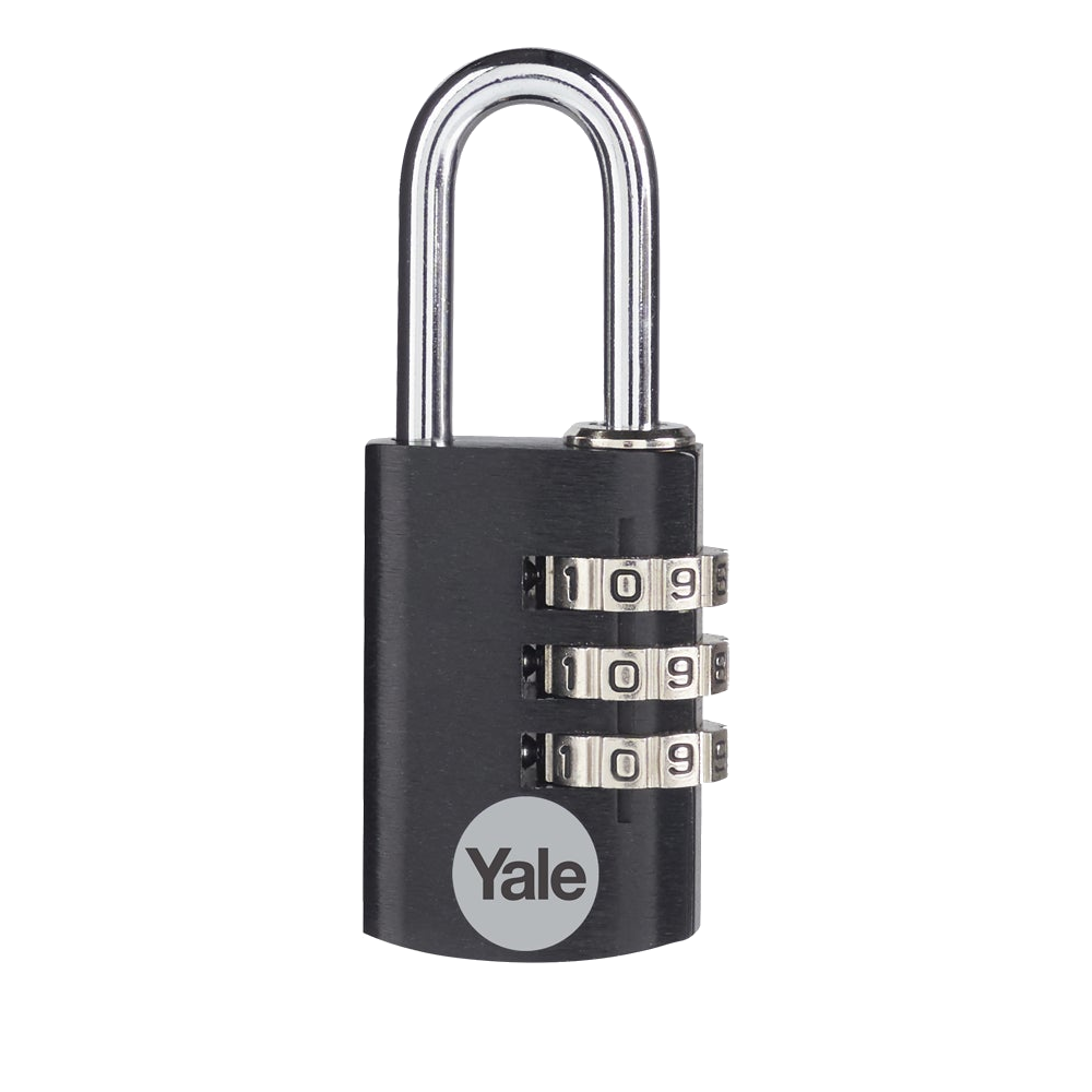 YALE YE3CB Aluminium Open Shackle Combination Padlock 28mm - Black