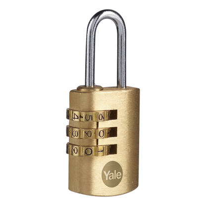 YALE Y150B Brass Open Shackle Combination Padlock 22mm Pack of 1 - Brass