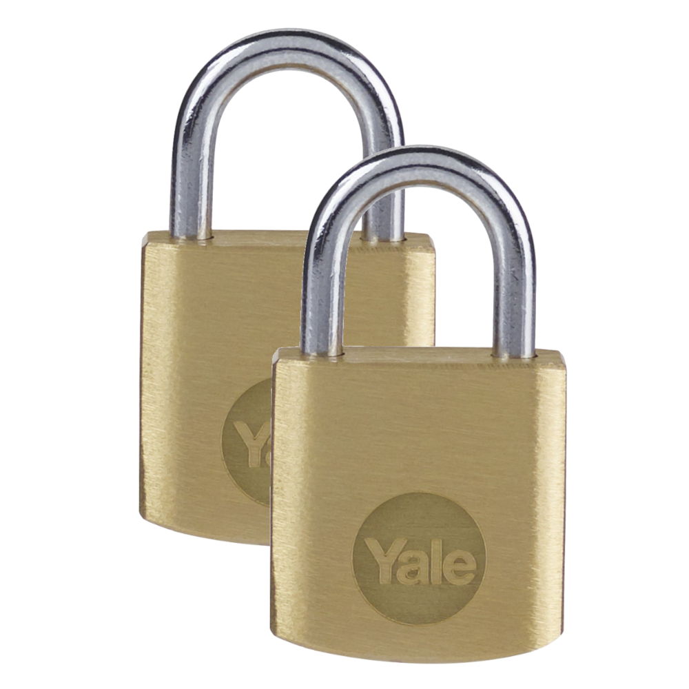 YALE Y110B Brass Open Shackle Padlock 40mm Pack of 2 Keyed Alike - Brass