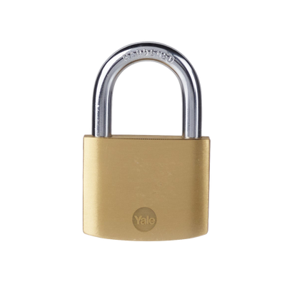 YALE Y110B Brass Open Shackle Padlock 50mm Single Keyed To Differ - Brass