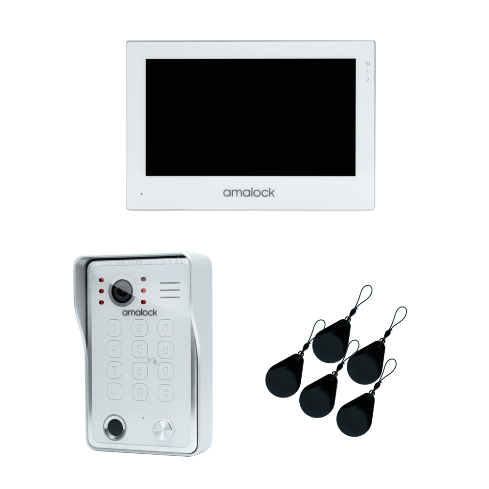 AMALOCK SV2 Smart Video Entry Kit Surface With Keypad Including 7 Inch Monitor - Silver