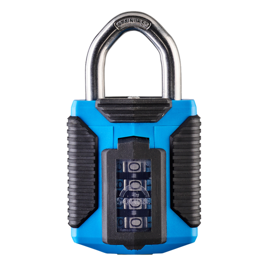 SQUIRE CP50/ATLS - All Terrain Stainless Steel Shackle Combination Padlock Open Shackle - Light Blue