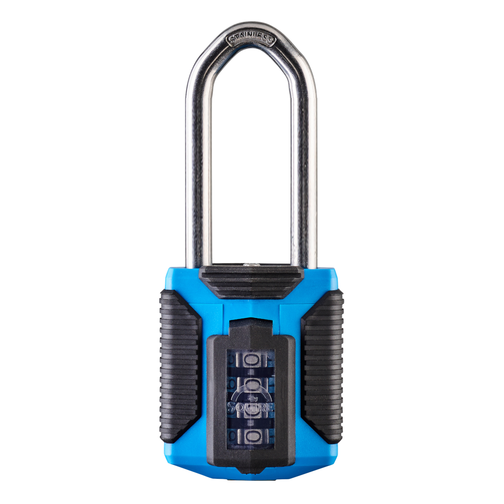 SQUIRE CP50/ATLS - All Terrain Stainless Steel Shackle Combination Padlock Long Shackle - Light Blue