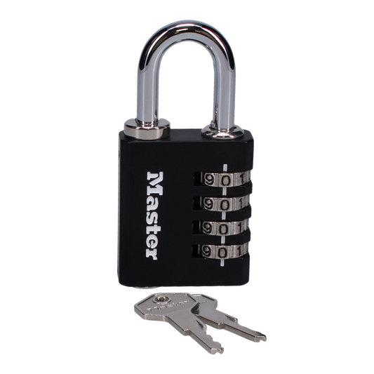 MASTER LOCK 7641EURDBLK 40mm Indoor 4 Wheel Combination Lock c/w Override Key Black