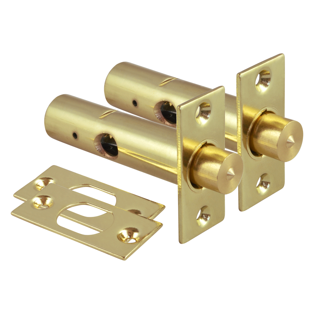 ERA 838 Door Security Bolt - Key 60mm Pair + Key Pro - Polished Brass