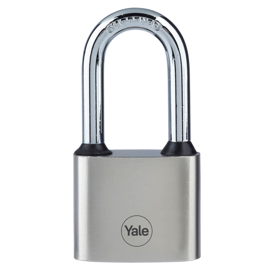 YALE Y112 Series Disc Tumbler Long Shackle Cast Iron Padlock 40mm Body With 38mm Long Shackle - Silver