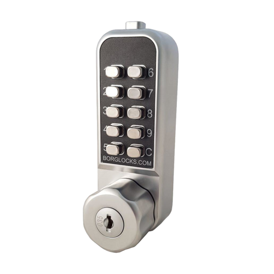 BORG LOCKS BL1706 Vertical Mini Cabinet Lock Easicode Pro c/w Cam And Key Override BL1706 ECP - Satin Chrome