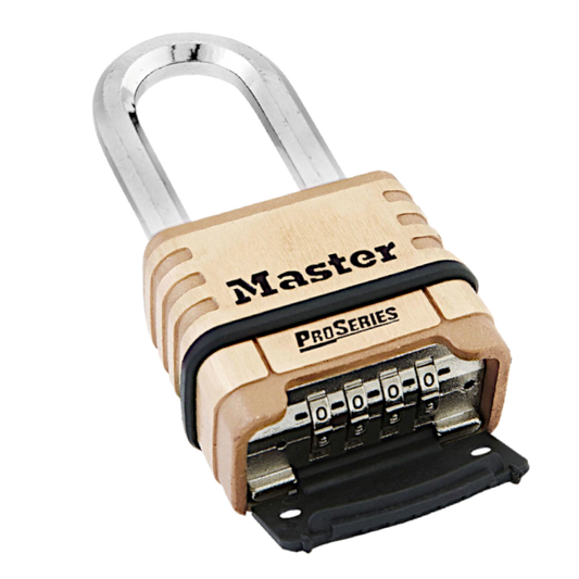 MASTER LOCK ProSeries 1175DLH Combination Padlock Long Shackle 57mm Brass Body Long Shackle - Brass