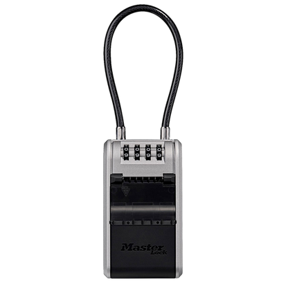 MASTER LOCK 5482EURD Portable Combination Key Box With Cable Shackle Resettable Combination With Cable - Black & Grey