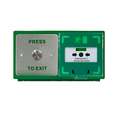 ICS Dual Unit MCP110 Call Point With 19mm Stainless Steel Exit Button Horizontal DBB-H-02-110-H - Green