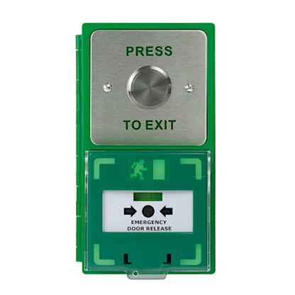 ICS Dual Unit MCP110 Call Point With Large 35mm Exit Button Vertical DBB-H-06-110-V - Green