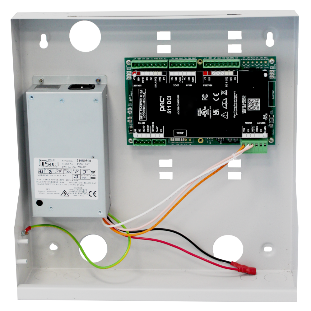 PAC 511 DCi Single Door IP Controller C/W 3.6A PSU 30511 In Metal Cabinet