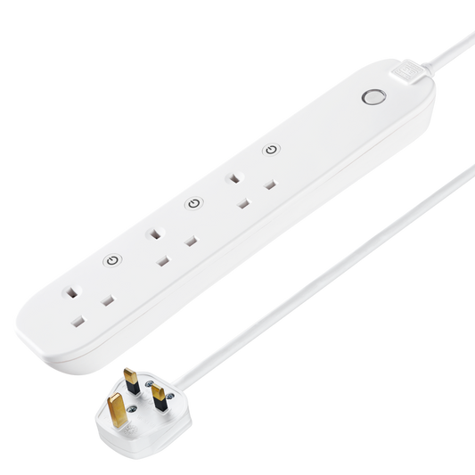 LUCECO 13A Smart Extension Lead With 3 Sockets 1 Metre Cable - White