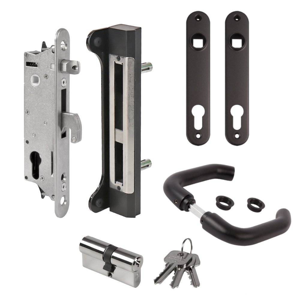 LOCINOX Gatelock Sixtylock Insert Set with Keep For 60mm Box Section Black Sixtylock Kit - Black