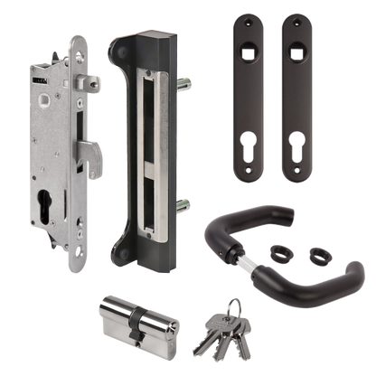 LOCINOX Gatelock Sixtylock Insert Set with Keep For 60mm Box Section Black Sixtylock Kit - Black