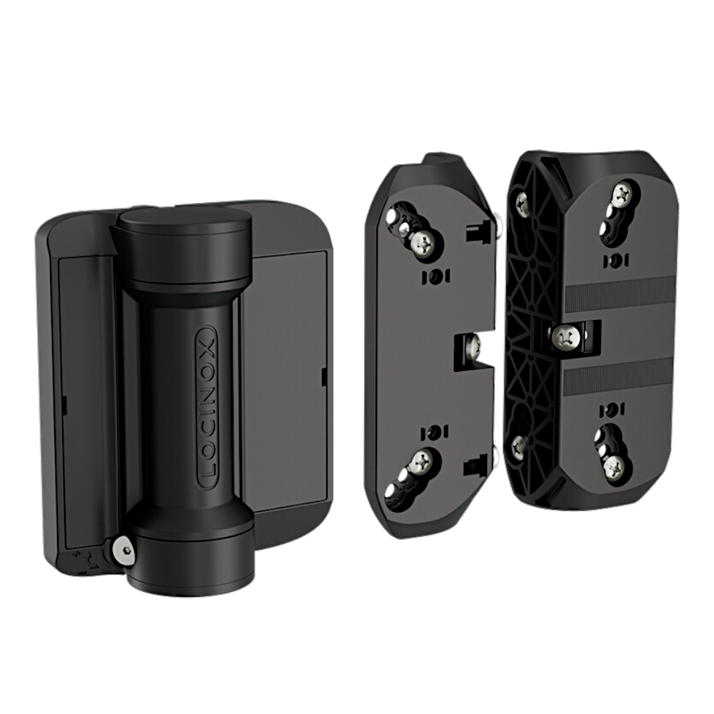 LOCINOX Serval 180 Degree Spring Gate Hinge With Self Drilling Screws Round Profile SD-R - Black