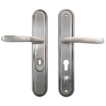 HOOPLY 201208 Lever Door Handle 68mm Centres C/W Snib Left Hand - Satin Nickel