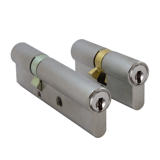 EVVA ICS L111 & S363 Keyed Alike Banham Cylinders Keyed To Differ Set 003EI Keyed Alike Pair - Nickel Plated