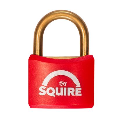 SQUIRE BR40 Open Shackle Brass Padlock With Brass Shackle KD Keyed To Differ - Red