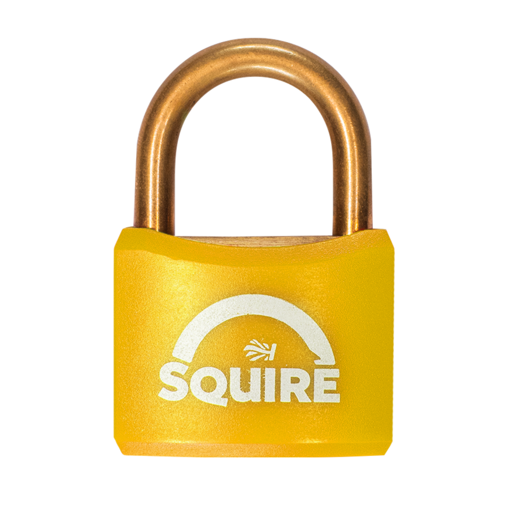 SQUIRE BR40 Open Shackle Brass Padlock With Brass Shackle KD Keyed To Differ - Yellow