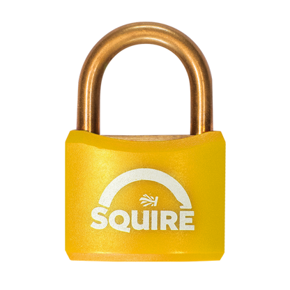 SQUIRE BR40 Open Shackle Brass Padlock With Brass Shackle KD Keyed To Differ - Yellow