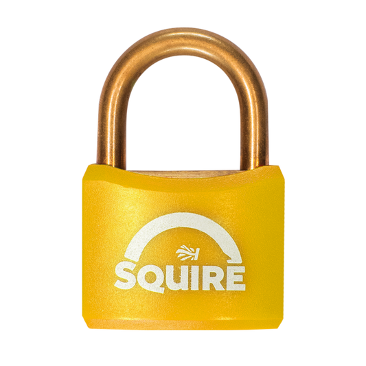 SQUIRE BR40 Open Shackle Brass Padlock With Brass Shackle KD Keyed To Differ - Yellow