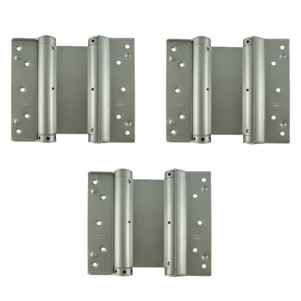 LIOBEX Fire Rated Double Action Spring Hinges C/W Intumescent 150mm FD30 3 Hinges - Silver